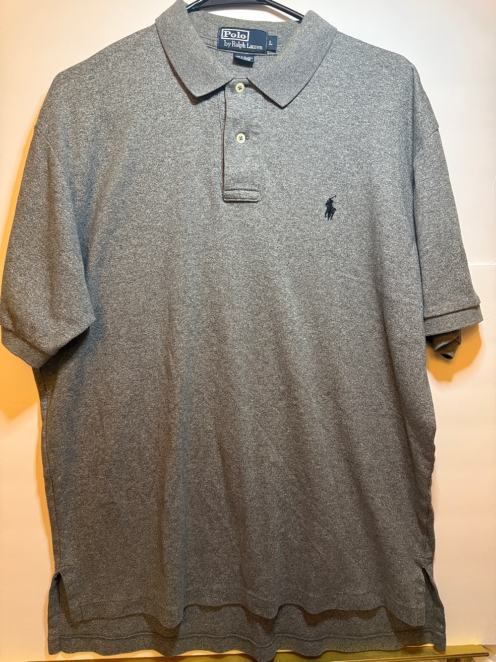 Polo by Ralph Lauren Men’s Heather Gray Polo with Navy Pony
